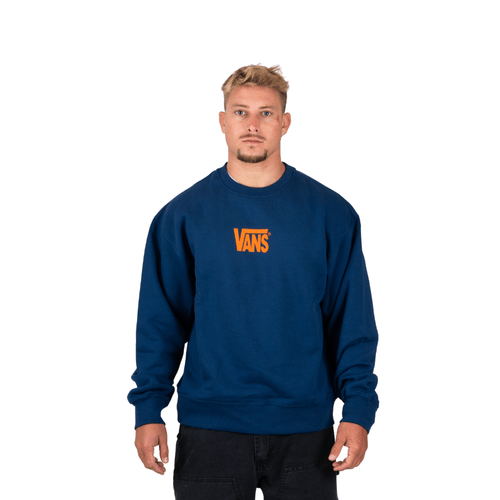 BUZO VANS STRETCH LOGO CREW AZU HOMBRE